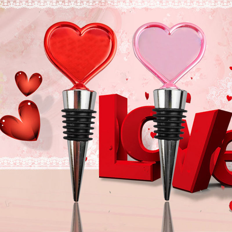 Valentine's Day Wine Stoppers, cute Red Heart Shaped love Metal Bottle Stoppers, Beverage Wine Saver