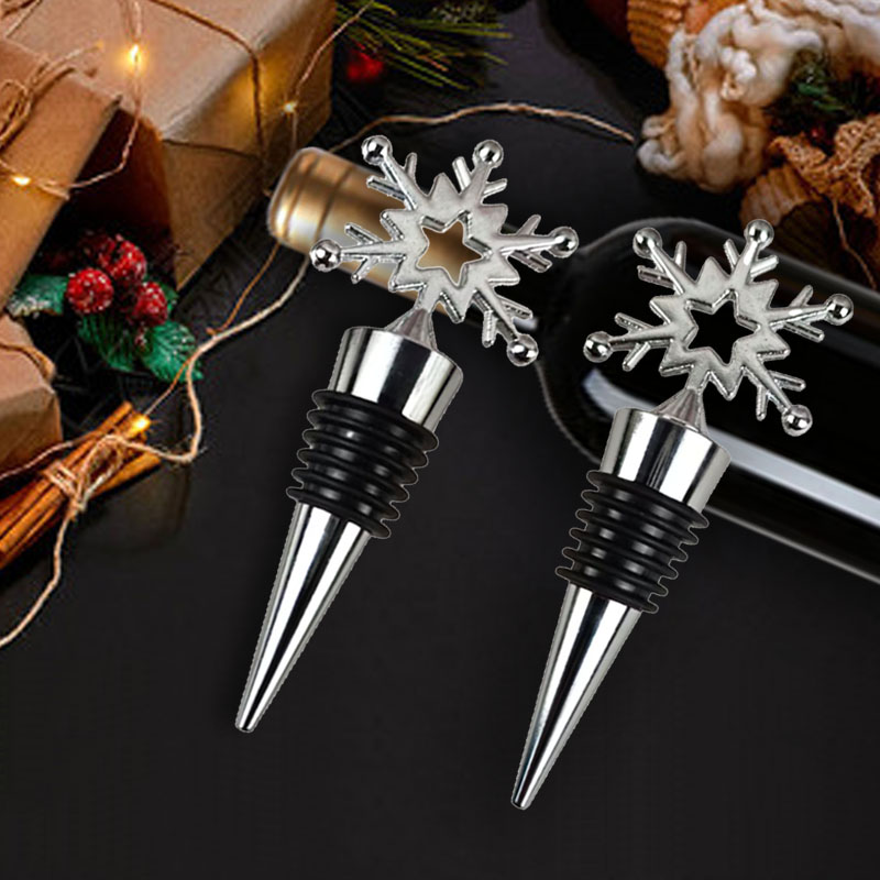 wholesale Creative snowflake wine stoppers can be reused as alloy wine bottle stoppers for holiday p